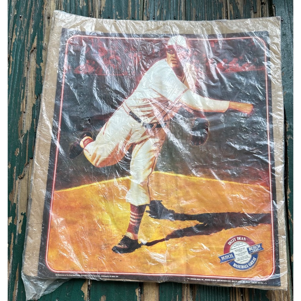 Vintage 1991 Busch Light Beer Dizzy Dean Baseball Great Poster 18x13.5 St Louis